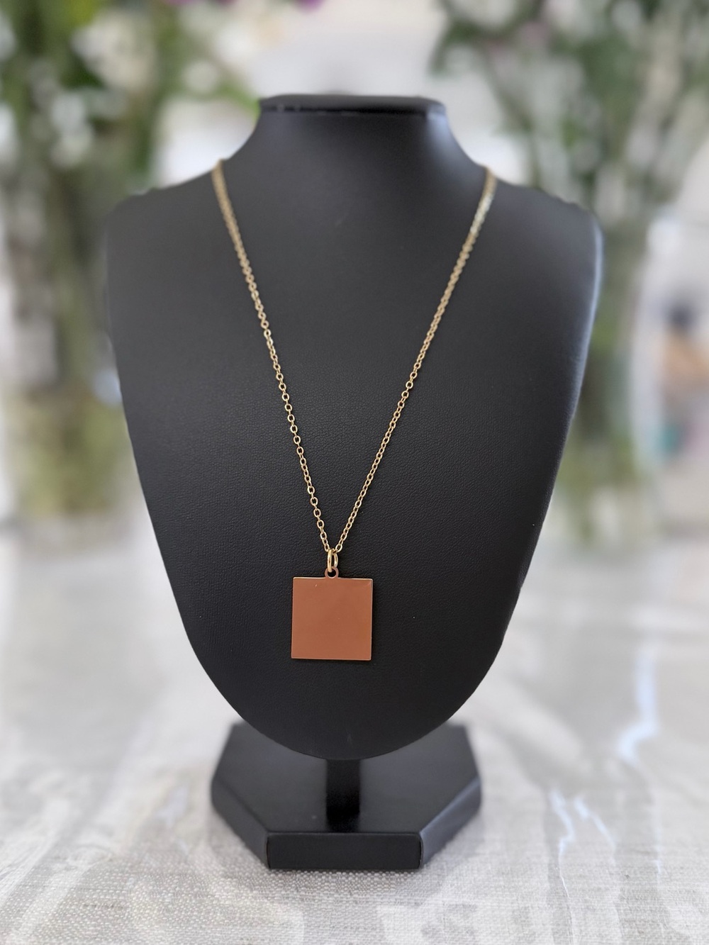 Plunder Gold Square Pendant Necklace